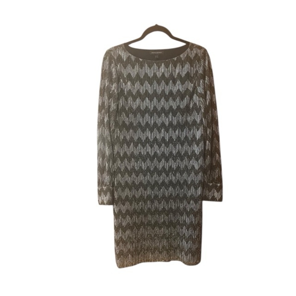Banana Republic Zig Zag Metallic Boat Neck Shift Dress